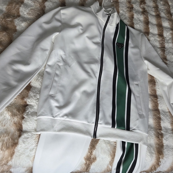 Prada White and Green Sweatpants
